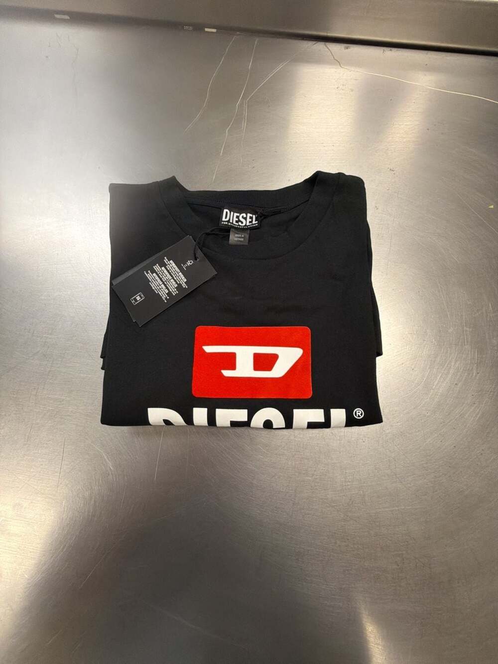 Diesel T-Just New D Logo Flock Off T-Shirt Size L Black - Picture 1 of 6